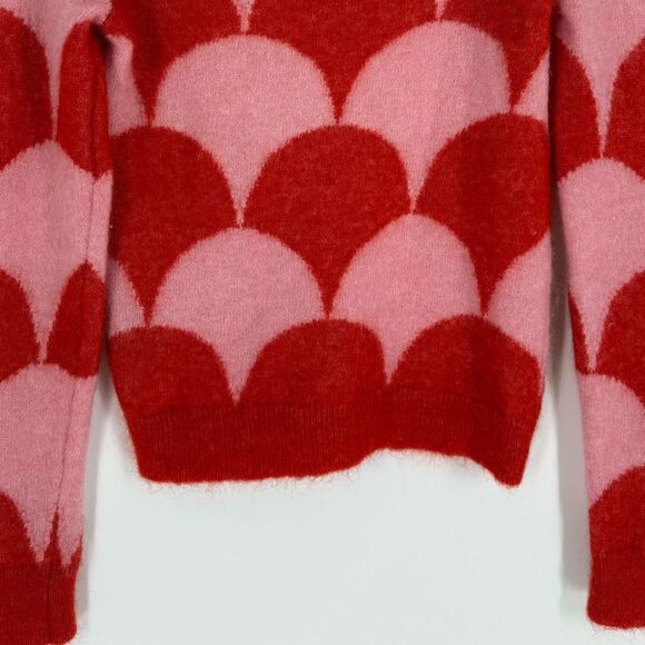 Second Female Margaret O Neck Mohair Wool Knit Sweater in Red/Light Pink | XS - Picture 7 of 8